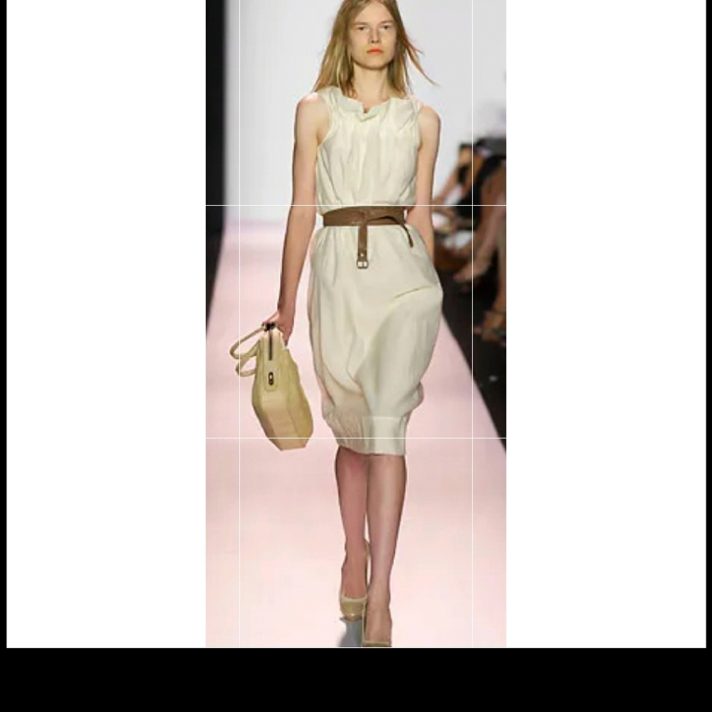 NWT! BCBGMaxAzria Ivory Midi Dress with Chocolate Belt